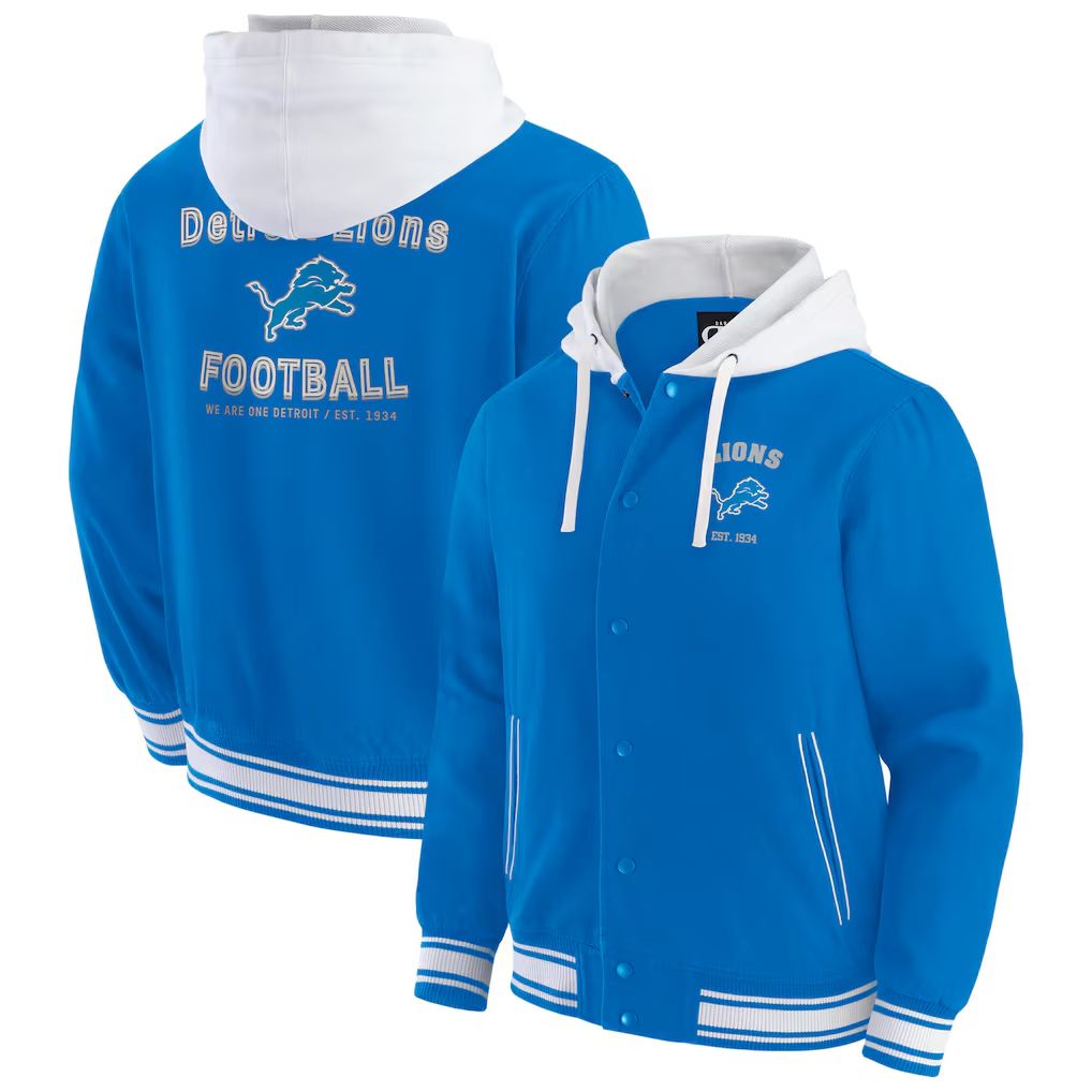 Men 2026 NFL Detroit Lions  jacket hoodie Blue 011